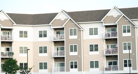 close up on modern rental apartment buildings