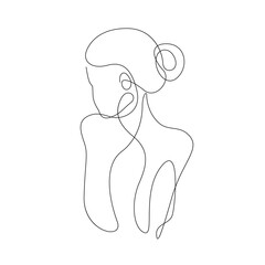 Woman Back One Line Drawing. Female Figure Creative Contemporary Abstract Line Drawing. Beauty Fashion Female Body Vector Minimalist Design for Wall Art, Print, Card, Poster.