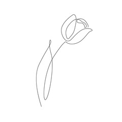 One Line Drawing Vector Flower. Floral Modern Single Line Art, Aesthetic Contour. Perfect for Home Decor, Posters, Prints, Wall Art, Tote Bag, t-shirt, Sticker, Mobile Case. Flower Drawing.