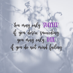 Inspirational motivating quote on blur background, 