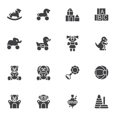 Baby toys vector icons set