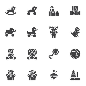 Baby toys vector icons set