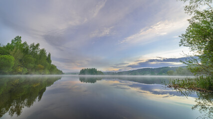 Wonderful colorful evening by the Dubysa river in Lithuania.