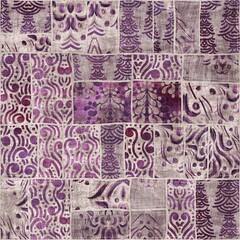 Seamless patchwork collage mix quilt pattern print. High quality illustration. Random selection of small rectangular fabric patterns stitched together digitally into a seamless pattern for print.