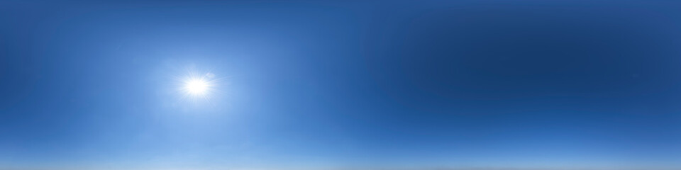 Naklejka na ściany i meble Nahtloses Panorama mit wolkenlosem Himmel - 360-Grad-Himmels-Ansicht zur Verwendung in 3D-Grafiken als Himmelskuppel oder zur Nachbearbeitung von Drohnenaufnahmen 