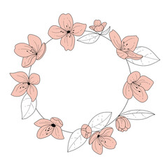 Floral, botanical wreath. Vector illustration.