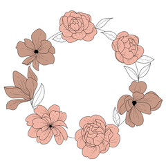 Floral, botanical wreath. Vector illustration.