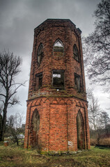 Fototapeta na wymiar Remte village manor park swimming tower.