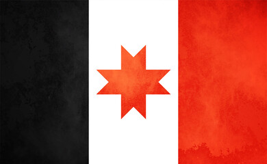 Watercolor texture flag of Udmurtia. Creative grunge flag of Udmurtia country with shining background