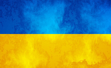 Watercolor texture flag of Ukraine. Creative grunge flag of Ukraine country with shining background