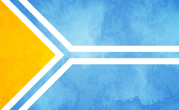 Watercolor texture flag of Tuva. Creative grunge flag of Tuva country with shining background