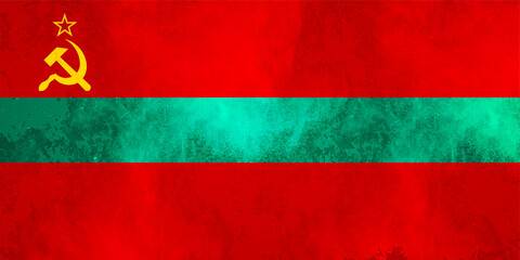 Watercolor texture flag of Transnistria. Creative grunge flag of Transnistria country with shining background