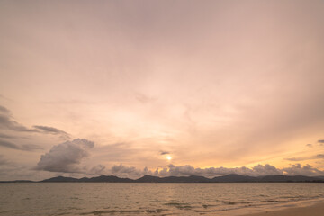 Scene of landscape views cloud moving above mountain range in summer day,.nature rain cloud of...