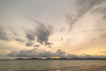 Scene of landscape views cloud moving above mountain range in summer day,.nature rain cloud of...