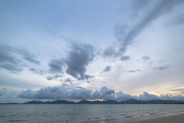 Scene of landscape views cloud moving above mountain range in summer day,.nature rain cloud of...