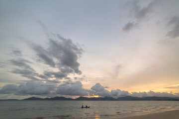 Scene of landscape views cloud moving above mountain range in summer day,.nature rain cloud of...