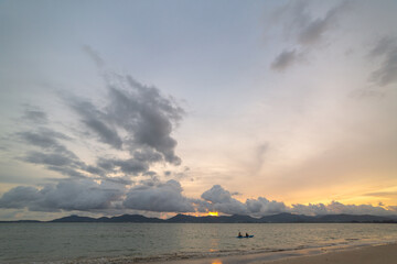 Scene of landscape views cloud moving above mountain range in summer day,.nature rain cloud of...