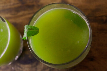 Fresh Drink With Green Mango and Mint. Summer Cold Drinks. Food Photography