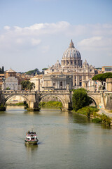 Naklejka na ściany i meble St Peters basilica on the River Tiber in Rome, Italy