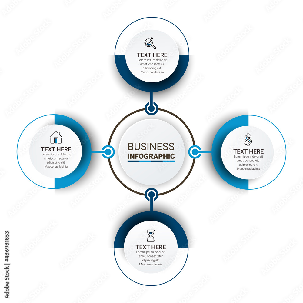 Aufkleber infographic template design with icons and circles. abstract elements of graph, diagram with steps, 