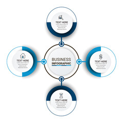 Infographic template design with icons and circles. Abstract elements of graph, diagram with steps, number options, parts or processes.