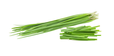 Garlic chives isolated on white background