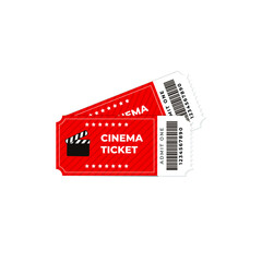 Two cinema vector tickets isolated on white background. Realistic cinema or movie tickets template