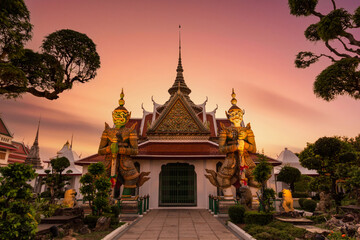 Giant in front of buddha temple (Wat Arun) in Bangkok Yai district of Bangkok, Thailand