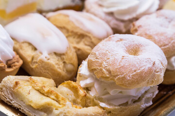 tray of cakes of various flavors