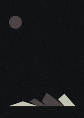 Geometric Mountains silhouette landscape art poster illustration