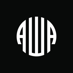 AWA letter logo design. AWA letter in circle shape. AWA Creative three letter logo. Logo with three letters AWA. circle logo.  - obrazy, fototapety, plakaty