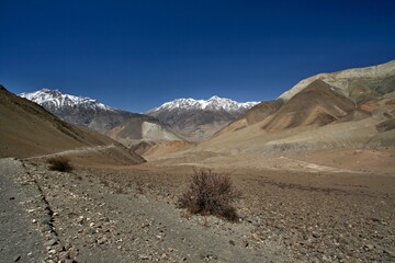Valley of Jhong Khola River near Kagbeni village. Around Annapurna Trek. Nepal. Asia.