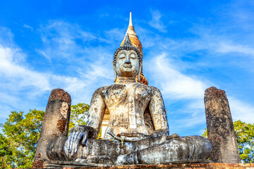 Temple in Si Satchanalai historical park at sukhothai in thailand
