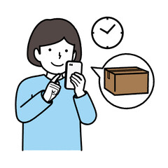 A girl who handles luggage procedures on her smartphone