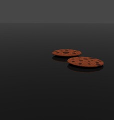 3D illustration of chocolate chip cookies