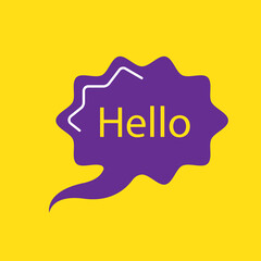 Speech bubble, poster and sticker concept with text Hello. Vector Illustration