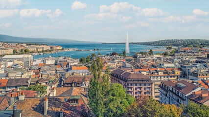Fototapeta na wymiar Geneva city viewed from high up