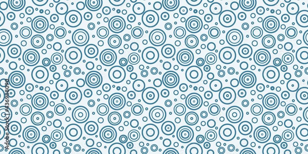 Poster Blue and white circles seamless repeat pattern background