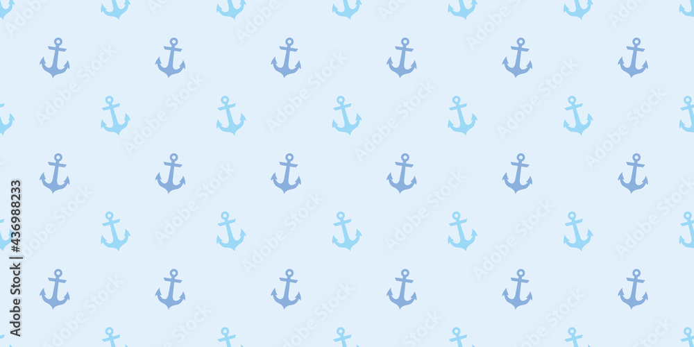 Wall mural Blue anchor seamless repeat pattern background