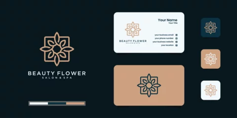 Fotobehang Flower logo design with line art style. logos can be used for spa, beauty salon, decoration, boutique.  © pardiJP