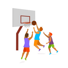 man playing basketball outdoor vector illustration scene