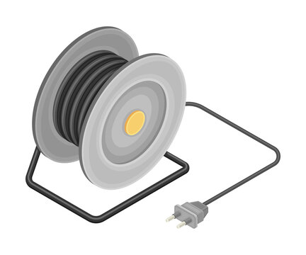 Coil with Cable as Electric Power Object Isometric Vector Illustration