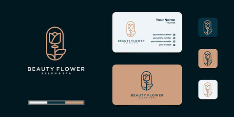 Flower logo design with line art style. logos can be used for spa, beauty salon, decoration, boutique.	