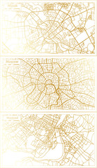 Moscow Russia, Montreal Canada and Minsk Belarus City Map Set.
