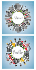 Puebla and Mexico City Skyline Set.