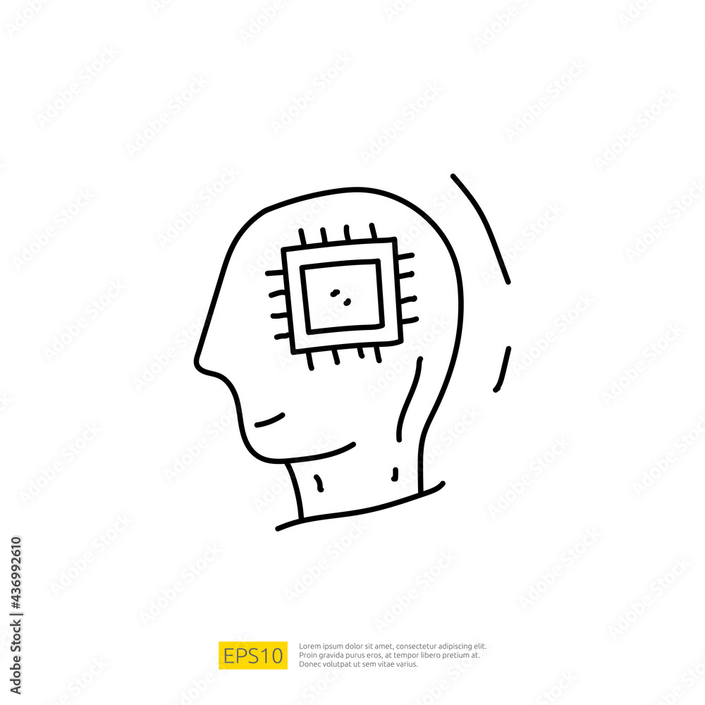Poster artificial intelligence ai concept with circuit board data and artificial brains chip for inspiratio