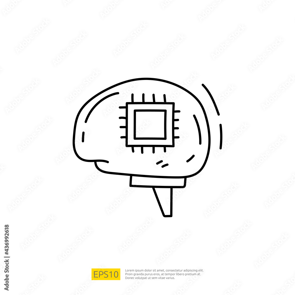 Poster artificial intelligence ai concept with circuit board data and artificial brains chip for inspiratio