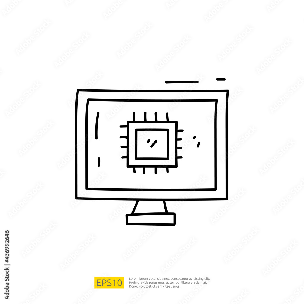 Aufkleber artificial intelligence ai concept with chip circuit board structure on pc computer for engineering,