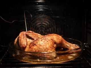 Cooking whole chicken in oven with temperature probe