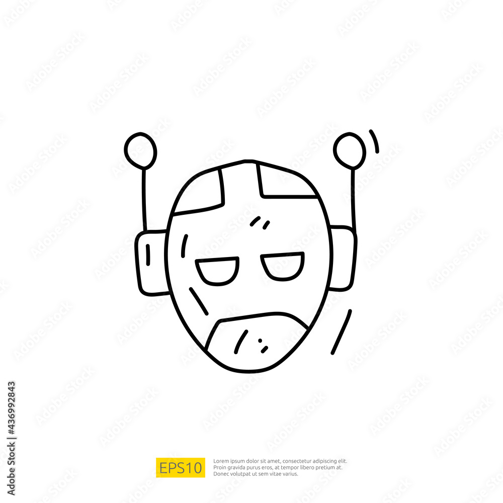 Poster artificial intelligence ai concept with android robot head face for engineering, development, brains